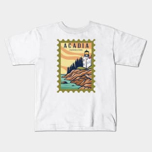 Acadia National Park Stamp Kids T-Shirt